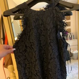 Navy Lace Boutique Blouse NWT